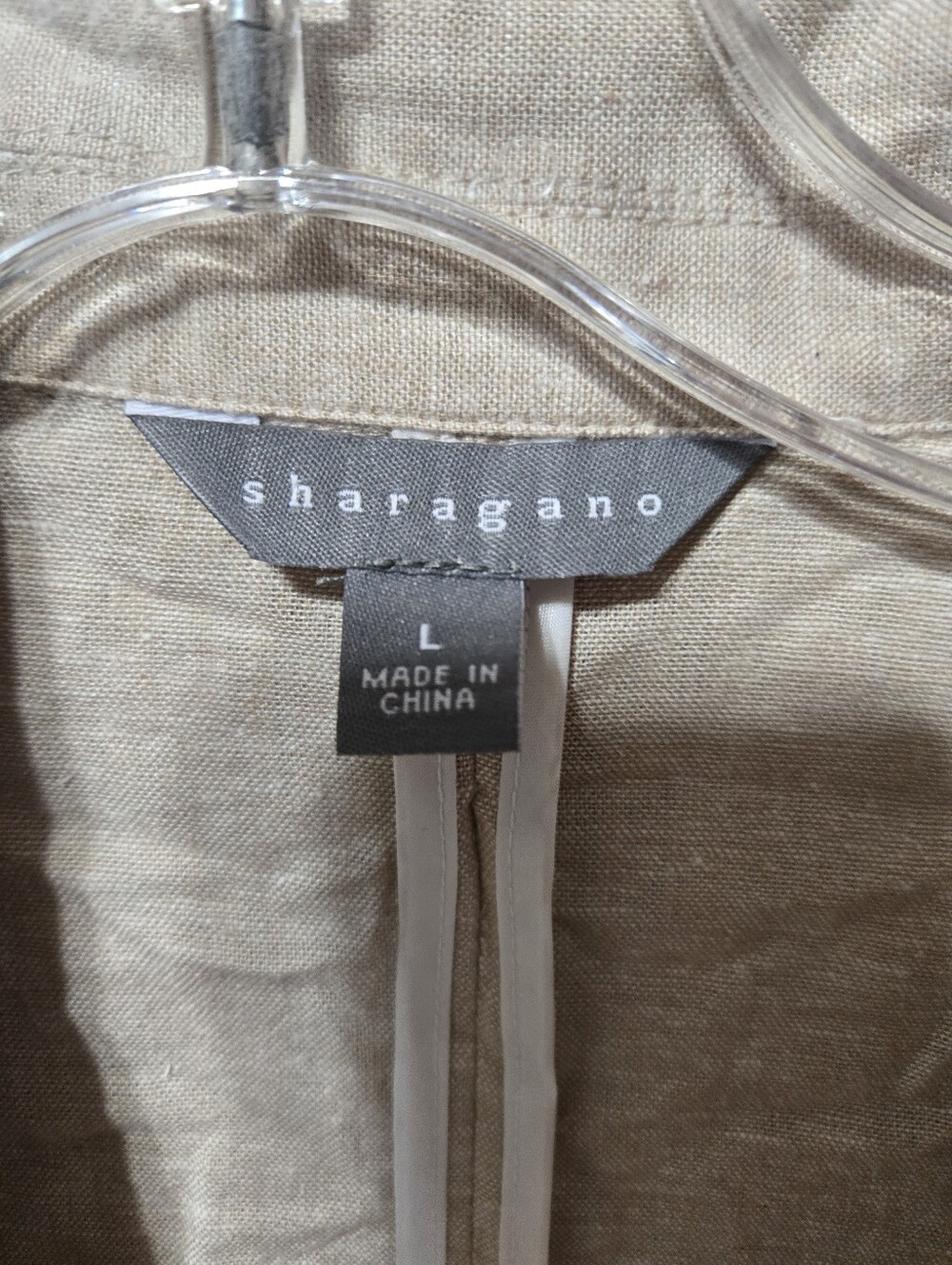 Sharagano Linen Blend Sand Single Button Blazer EUC Size: L - Picture 5 of 6